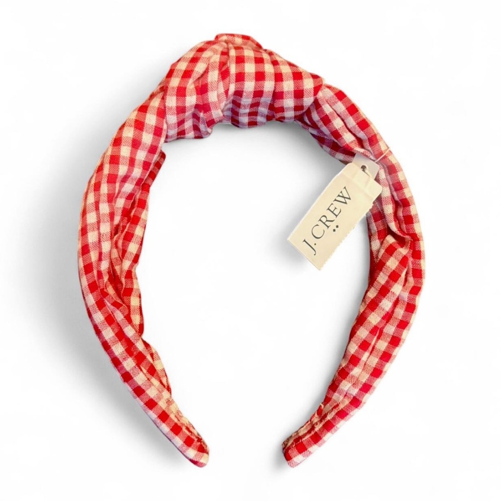 J.Crew Red Gingham Headband NWT